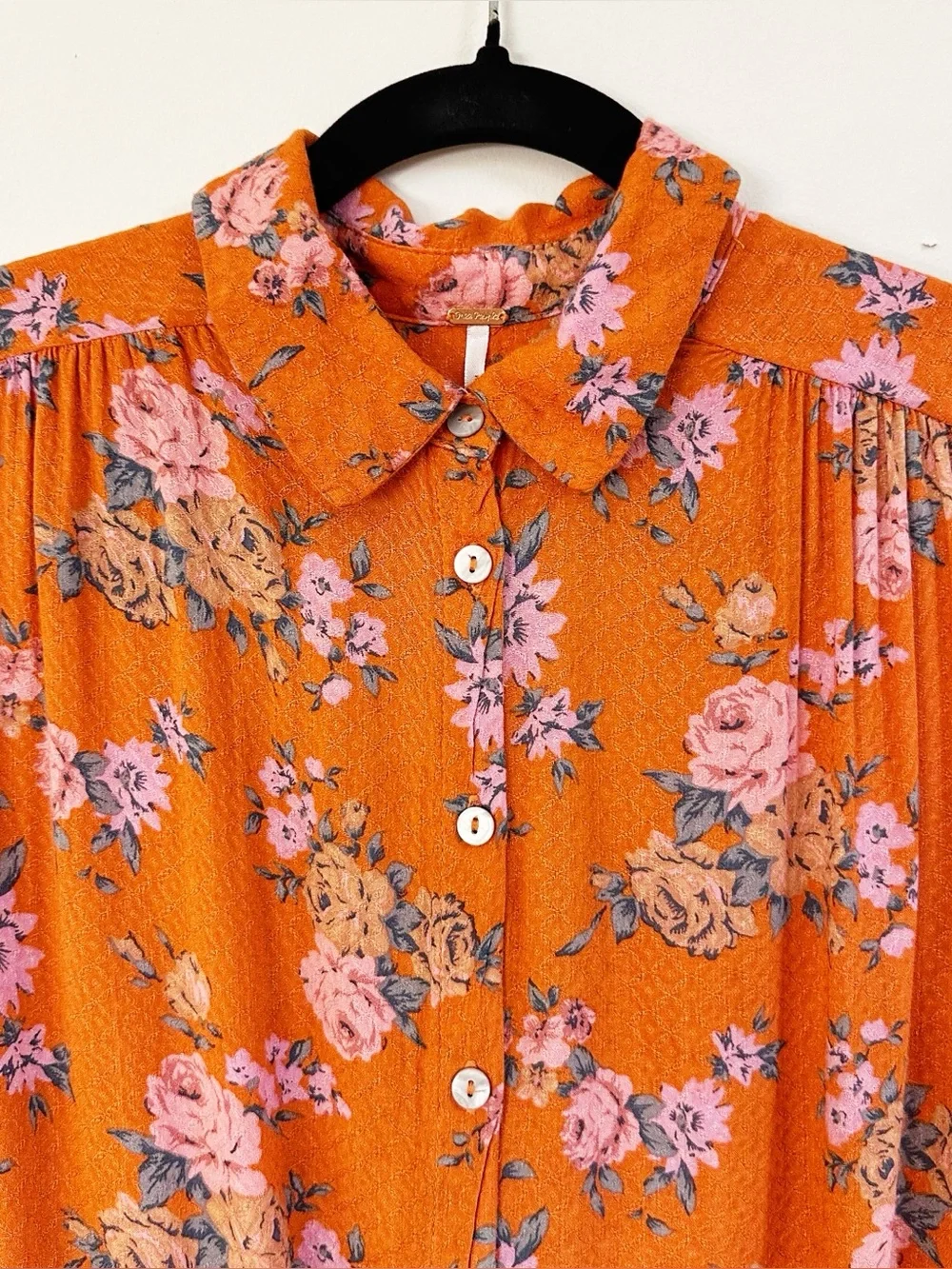 Free People Celia Floral Print Tie Front Blouse Size Small